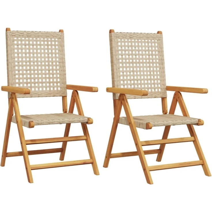 vidaXL Gartenstühle 2 Stk. Beige Massivholz Akazie und Poly Rattan 367653 – Bild 11