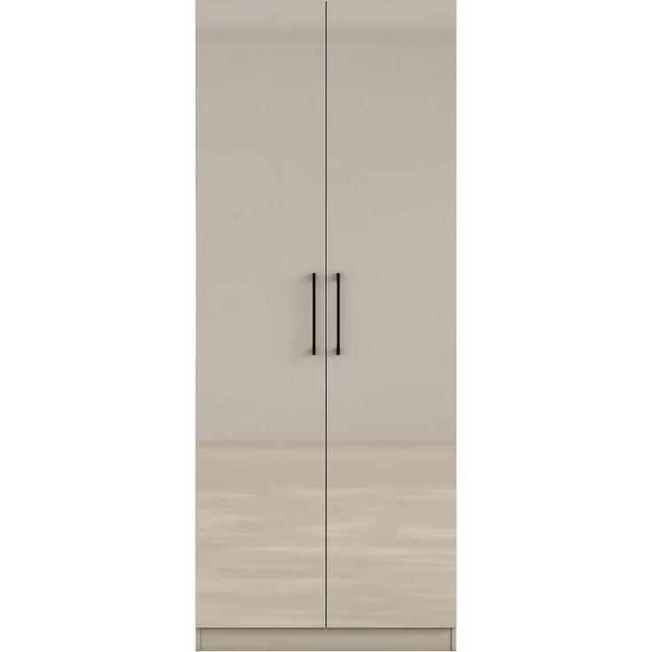 OTTO home Kleiderschrank Sylt Schlafzimmerschrank Garderobe Schrank Bestseller hochglanz (hochwertige Metall Griffe in schwarz) Drehtürenschrank mit perfekter Innenausstattung, Breite 80cm – Bild 1