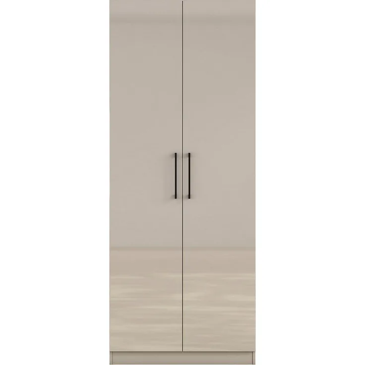OTTO home Kleiderschrank Sylt Schlafzimmerschrank Garderobe Schrank Bestseller hochglanz (hochwertige Metall Griffe in schwarz) Drehtürenschrank mit perfekter Innenausstattung, Breite 80cm