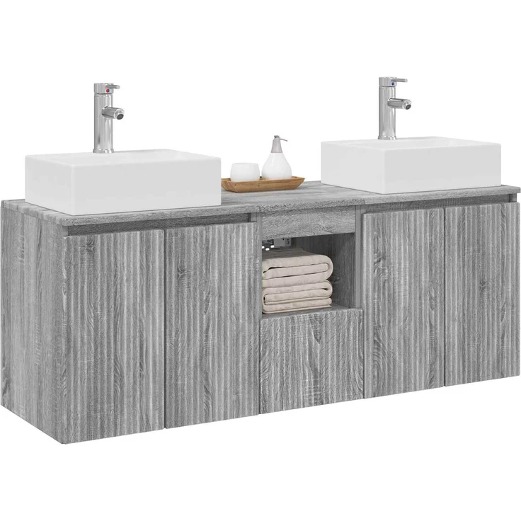 vidaXL Badezimmerschrank-Set 3 stk. Grau Sonoma 129 x 41 x 79,5 cm 3405653 – Bild 3