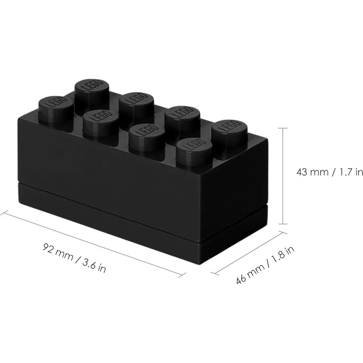 Lego 'Storage Brick' 8 Noppen 4,6x9,2 cm Polypropylen schwarz
