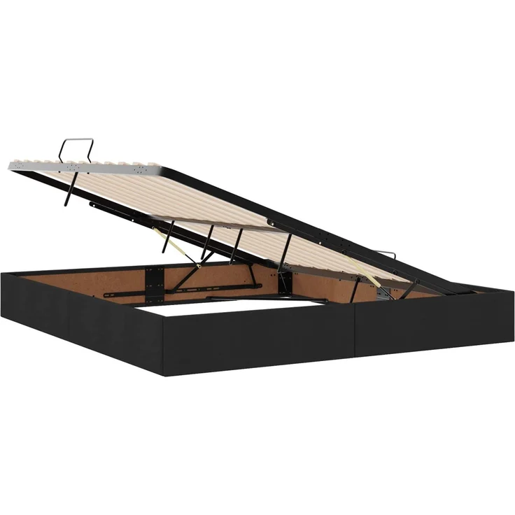 vidaXL Aufbewahrungsbett mit Matratze Schwarz 200 x 200 cm Stoff 3459464 – Bild 5