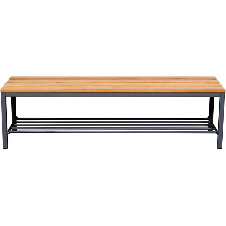 furni24 Bank Umkleidebank, Sitzbank für Umkleideräume mit Schuhrost BxHxT: 150 x 42 x 40 cm, Umkleidesitzbank, Umkleidebank, Garderobenbank, Sportbank, Bank mit Echtholz für Fitnessstudio – Bild 4