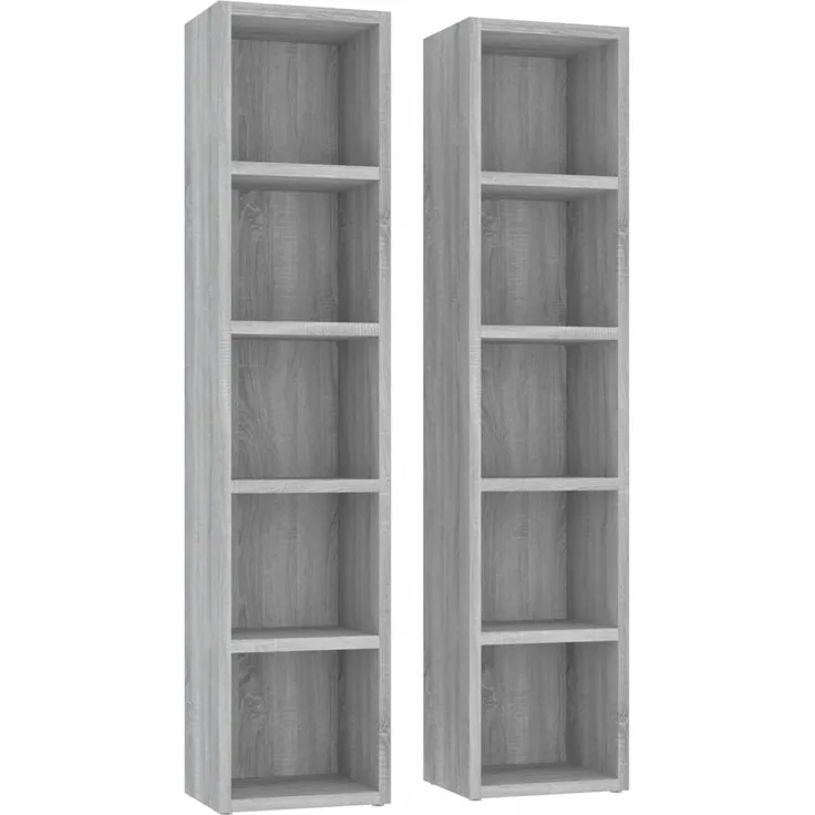vidaXL CD-Regale 2 Stk. Grau Sonoma 21x16x93,5 cm Holzwerkstoff 815319