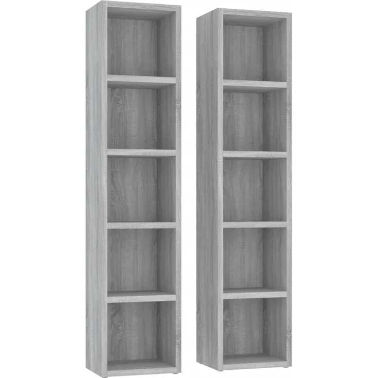 vidaXL CD-Regale 2 Stk. Grau Sonoma 21x16x93,5 cm Holzwerkstoff 815319 – Bild 1