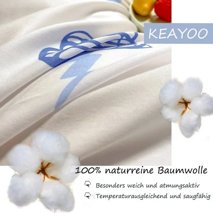 KEAYOO Kinderbettwäsche QWKL, Baumwolle, 2 teilig, 100% Baumwolle Kinderbettwäsche mit Dino – Bild 4