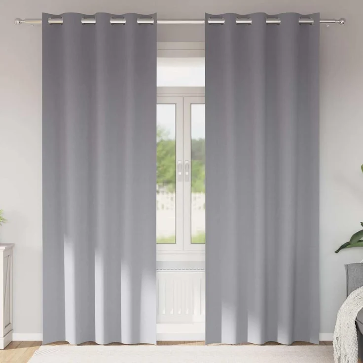 vidaXL Verdunkelungs-Vorhänge mit Ringen 2 stk. Hellgrau 245 x 140 cm 4107346 – Bild 1