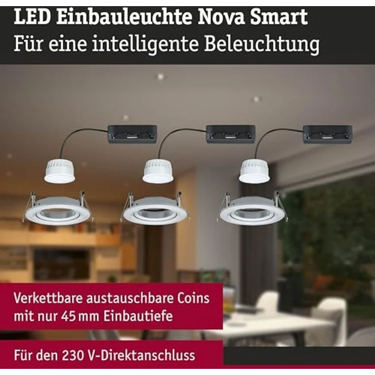 Paulmann 92435 LED Einbauleuchte Nova Coin 3er-Set Zigbee RGBW Alu gedreht – Bild 4