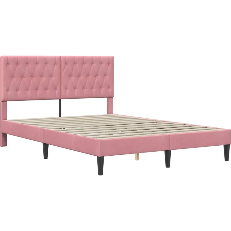 vidaXL Bettrahmen mit Kopfteil Rosa 140 x 190 cm Samt 42027664 – Bild 3