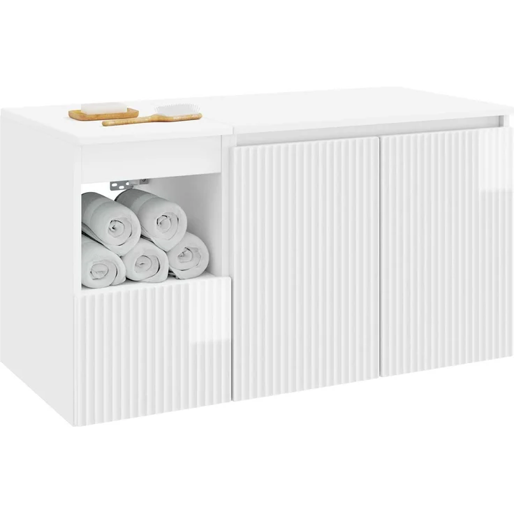 vidaXL Badezimmerschrank-Set 2 stk. Hochglanz Weiß 92,5 x 44,5 x 50 cm 3404118 – Bild 3