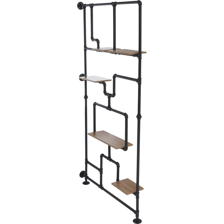 Raumteiler mit Regal HWC-P10, Wohnregal Ablageregal, Industrial Metall Melamin MVG 203x100x20cm ~ braun – Bild 8