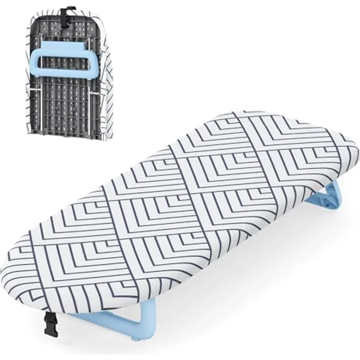 KINGRACK Klappbares Tisch Bügelbrett, Kleines Bügelbretter Faltbares, Tragbares Bügelbrettbezüge Mit Rutschfesten Füßen für den Heimgebrauch, 31x80 cm,Weiß