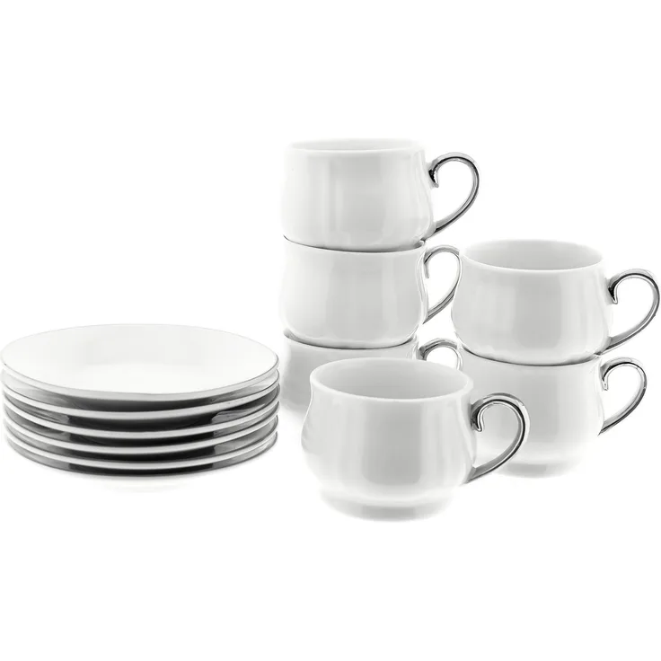 Edles Mokkatassen-Set aus feinem Porzellan 100ml – stilvoll & zeitlos Silber
