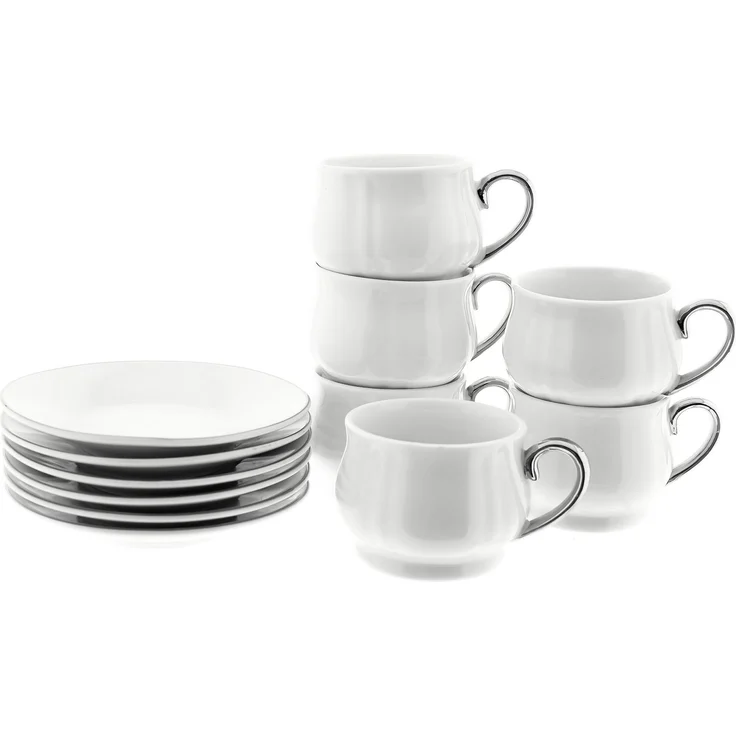 Edles Mokkatassen-Set aus feinem Porzellan 100ml – stilvoll & zeitlos Silber – Bild 1