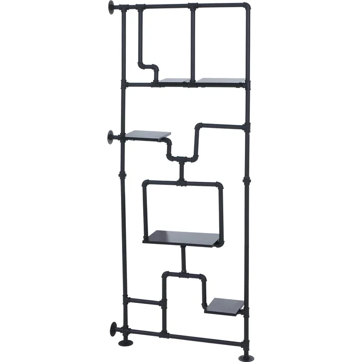 Raumteiler mit Regal HWC-P10, Wohnregal Ablageregal, Industrial Metall Melamin MVG 203x80x20cm ~ schwarz – Bild 9