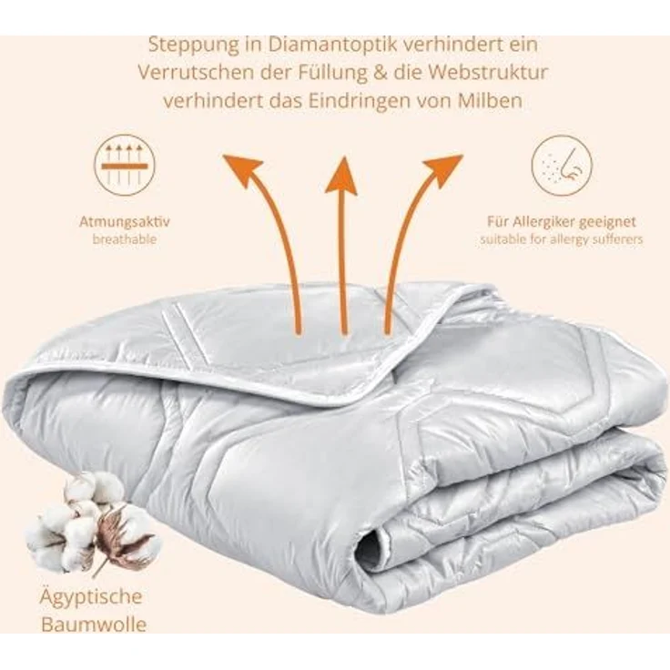 sleepling Naturhaarbettdecke Luxus Kaschmir Steppdecke, Füllung: 100% Kaschmir, Bezug: 100% Baumwolle, Cashmere-Decke in verschiedenen Wärmeklassen, Made in Germany – Bild 2