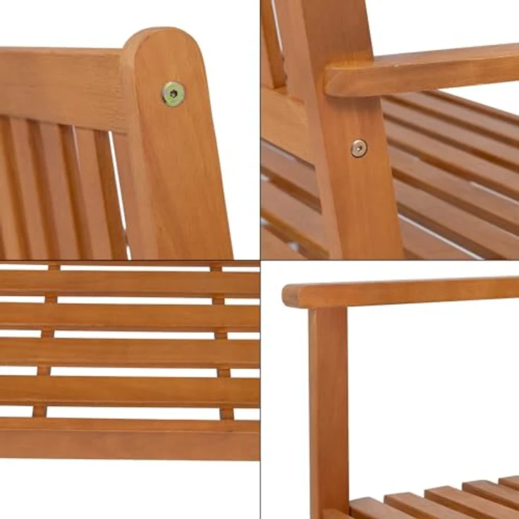 Casa.Pro Buxton, Gartenbank aus vorgeöltem Holz für 2 Personen mit ergonomischer Rückenlehne und Armlehnen, natürliche Holzoptik – Bild 7