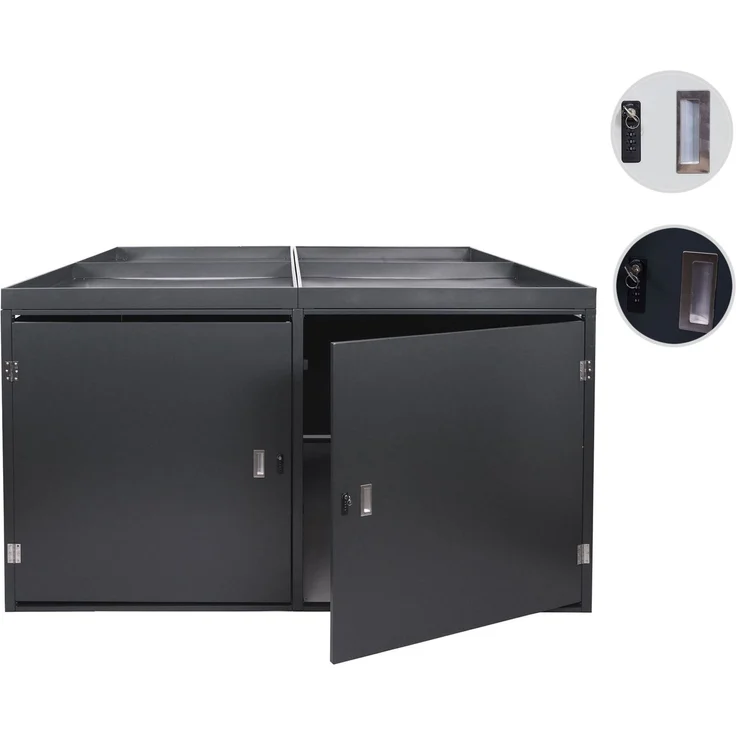 Mendler 'HWC-L56b' 4er-Fahrradgarage mit Pflanzkasten, verzinkter Stahl Anthrazit, 126 x 220 x 210cm – Bild 10