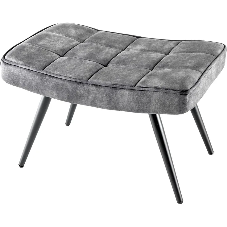 riess-ambiente Fußhocker SCANDINAVIA grau / schwarz (Einzelartikel, 1 St), Wohnzimmer · Samt · Metall · Scandinavian Design
