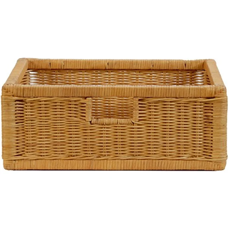 Krines Home Regalkorb 2er Set Regalkorb Aufbewahrungskorb Korb geflochten Rattan Korbset (2-teiliges Set), ca. 43 x 32 x 17,5 cm Aufbewahrung Regal Schrankkorb – Bild 4