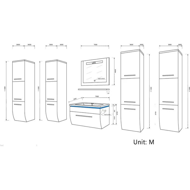 Homeline Modern Badmöbel Set Weiss 190 cm Hochglanz Waschbecken Spiegel Komplett Bad Led System – Bild 4