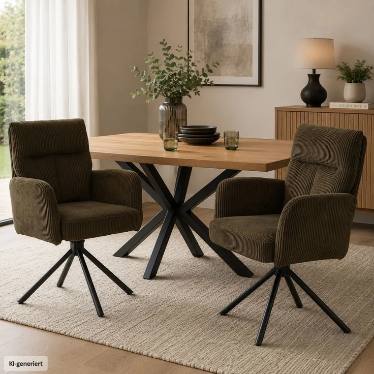 Drehstuhl Kyra braun cord – Bild 1