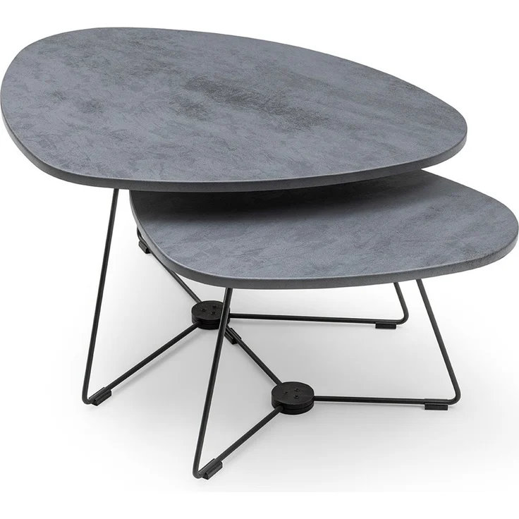 Skye Decor 'Pebble Nesting Table 69 - Dark Grey' Satztisch (2-teilig), Dunkelgrau, 69 x 46 x 94 cm – Bild 6