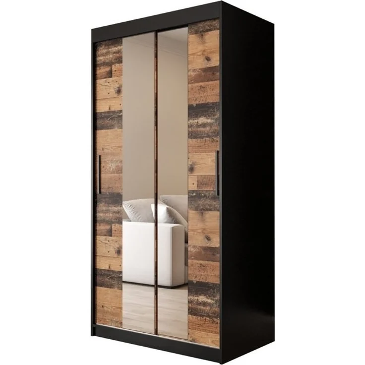 ABIKS MÖBEL Schwebetürenschrank OLD STYLE T1 Schlafzimmerschrank, Schiebetüren, Kleiderstange, Regalen – Bild 4