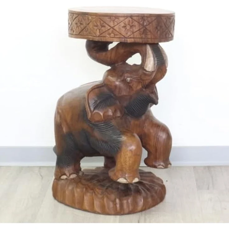 Oriental Galerie Blumenhocker Rundhocker Dekotisch Elefant Braun 50 cm (1 St) – Bild 3