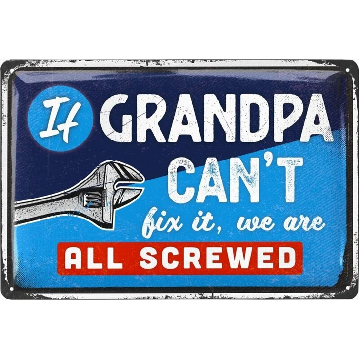 LANOLU Blechschild if Grandpa Cant Fix It 20x30cm – Metall – Mehrfarbig – 20284 – Bild 1