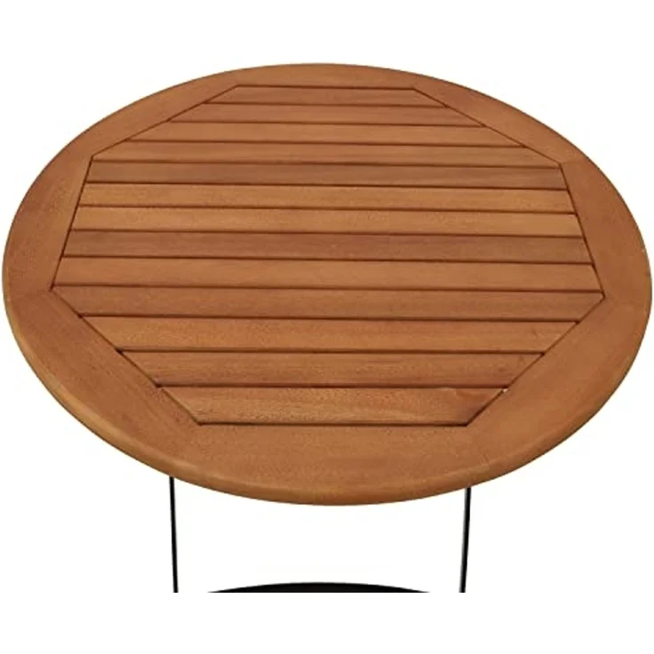 DEGAMO HOFGARTEN Klapptisch, Stahl + Eukalyptus, schwarz/braun, 75cm rund – Bild 5