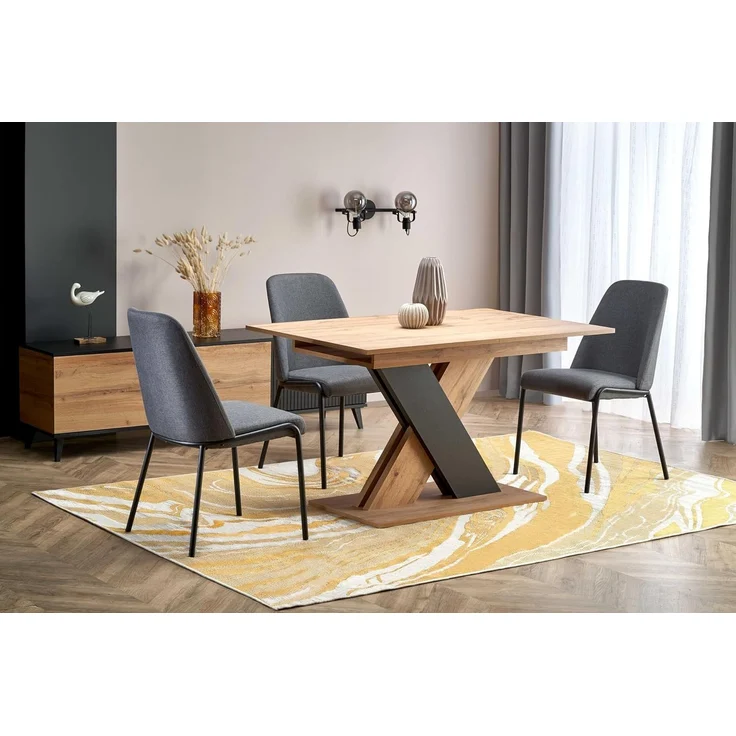 designimpex Esstisch Design HA-111 Tisch Eiche Wotan - Schwarz matt ausziehbar 130 bis 175 – Bild 3