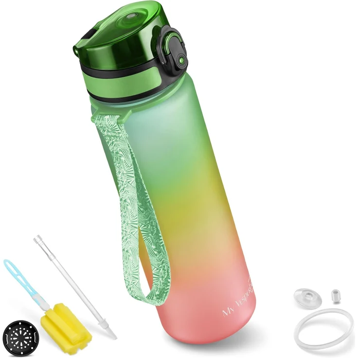 My Vesperbox Minny Kinder-Trinkflasche 500ml – Auslaufsicher & BPA-frei – inkl. Ersatzdichtung, Reinigungsbürste, Fruchtsieb & optionalem Strohhalm – Ideal für Schule, Kindergarten & Sport