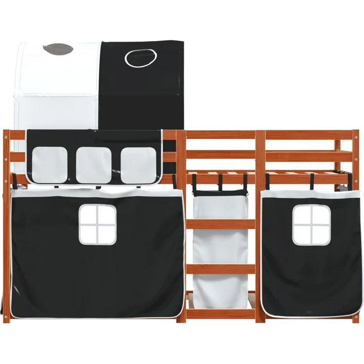 vidaXL Etagenbett mit Vorhängen Weiß & Schwarz 90x190 cm Kiefernholz 3284039 – Bild 2