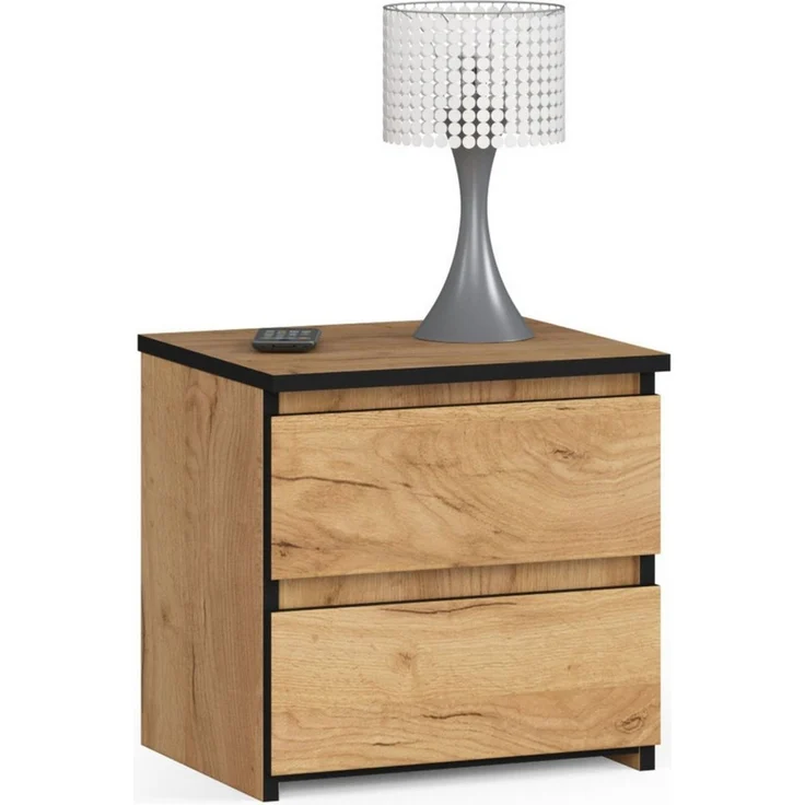 Home Collective Kommode 40 cm breit Holz Highboard Sideboard für Flur Schlafzimmer Wohnzimmer (Mehrzweckschrank Schrank schmal Kommode Schlafzimmer mit Schubladen), Kinderzimmer Organizer, 40 cm hoch mit 2 Schubladen Eiche – Bild 1