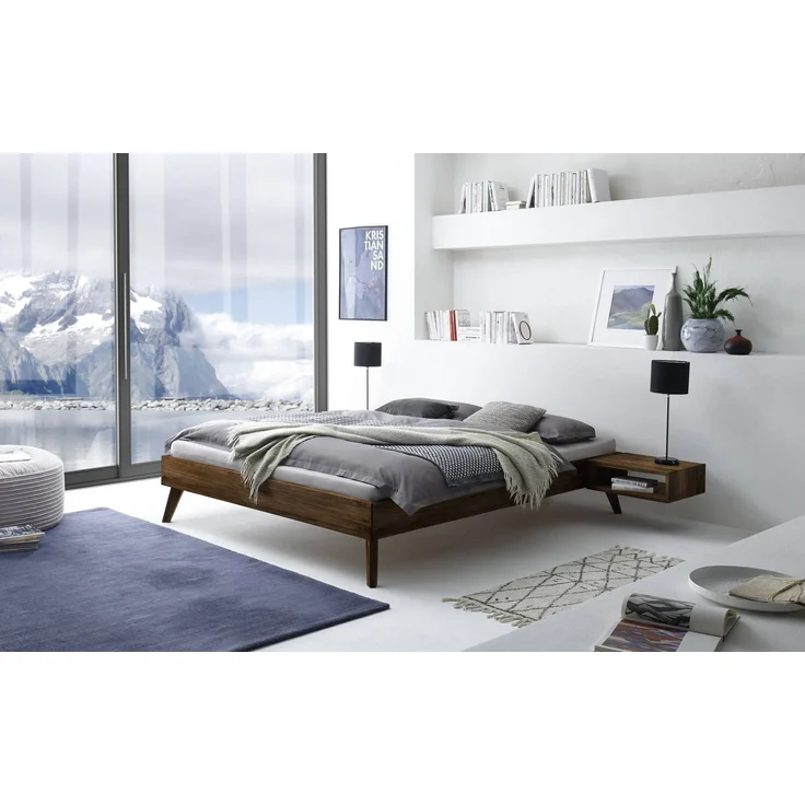Hasena Massivholzbett Calvari Nussbaum mit konischen Füßen 120x210 cm, Fußhöhe 20 cm – Trento – Bild 2