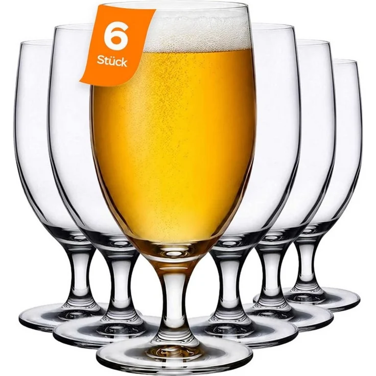 Pasabahce Gläser-Set Reserva Bierglas, 6-tlg, Glas, 415ml, 6er Set, ideal für Pils, Weizen & Craft-Biere – Bild 1