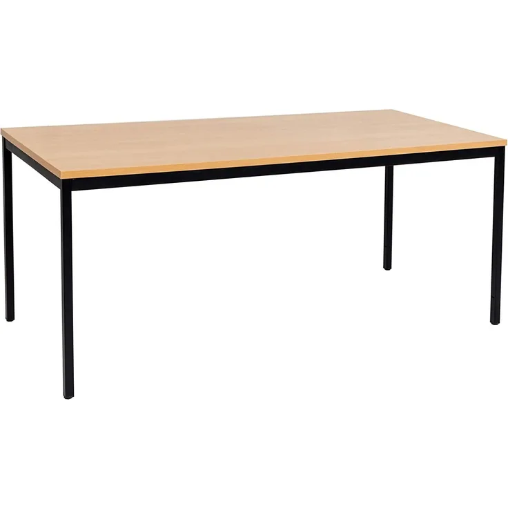 furni24 Schreibtisch-Stahl 160 x 80 x 75 cm, Eiche, TÜV/GS-Einfache Montage, Arbeitstisch, Bürotisch, Küchentisch, Esstisch, Druckertisch Büro-Möbel Arbeitszimmer Computertisch Gaming-Tisch Mehrzwecktisch