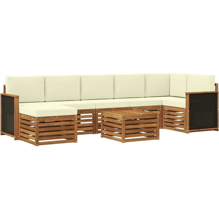 vidaXL Outdoor-Sofagarnitur 8 stk. 8-Sitzer Natur und Creme 3384641 – Bild 2