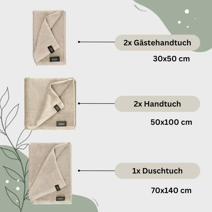 SCHÖNER WOHNEN-Kollektion Handtuch Set SENSE Handtuch Set, Baumwolle (Spar-Set, 1-St), 5er Set (1x 140x70 cm / 2x 100x50 cm / 2x 50x30 cm) in Beige