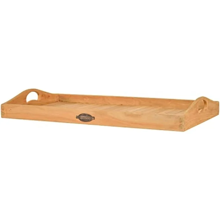 Kai Wiechmann Tablett Edles Teak Serviertablett 66 x 38 cm als wetterfestes Holztablett, Teak, edles und unbehandeltes Frühstückstablett aus Teak – Bild 1