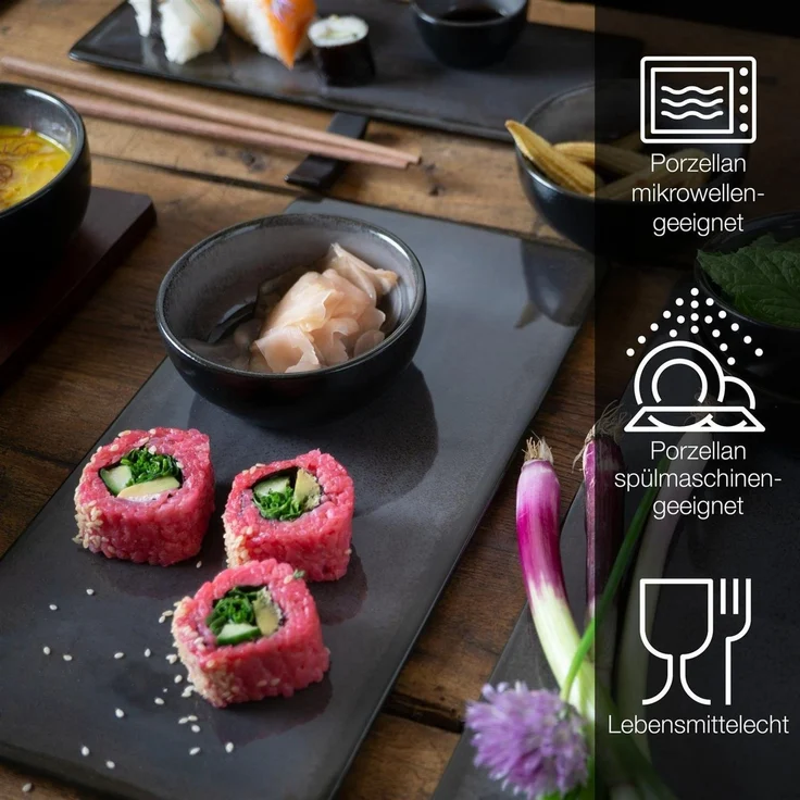 Moritz & Moritz VIDA 29-tlg. Sushi Geschirr Set für 4 Personen - Servierset mit 3x -Platte - 4x -Teller, Miso-Schale, Schälchen und Stäbchen – Bild 4