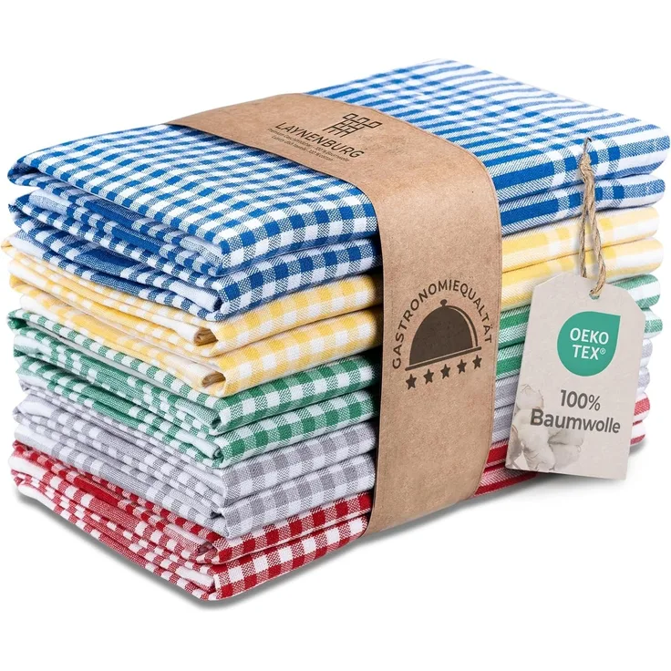 Laynenburg Geschirrtuch 10er Set Premium Geschirrtücher aus Baumwolle 45x65 cm fusselfrei, (10-tlg), Küchentücher fusselfrei & modern Vintage Küchenhandtücher