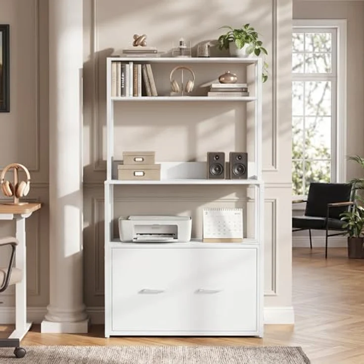 YITAHOME Aktenschrank mit Schublade, Aktenschrank mit Bücherregal für A4, Briefe, Rechtsakten, Metall-Aufbewahrungsschrank, Druckerständer für Büro, Schule, Zuhause, Organisation, Weiß – Bild 5