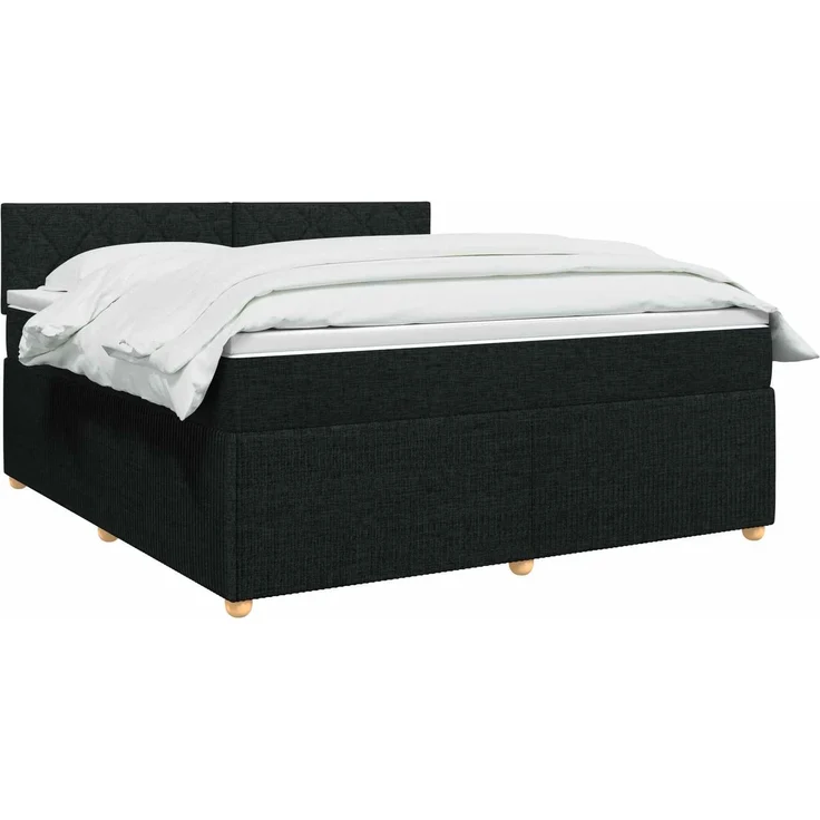 vidaXL Boxspringbett mit Matratze Schwarz 160 x 200 cm Stoff 3451512 – Bild 3