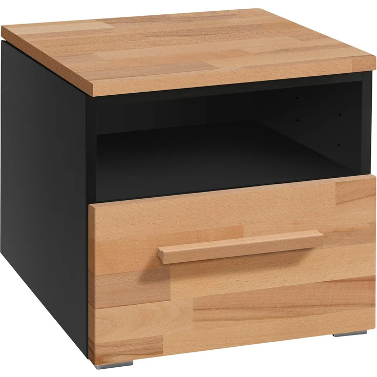 Hasena Nachttisch Onia Schwarz mit Kernbuche-Front zerlegt, zerlegt (zum Selbstaufbau) 45x50x41 cm – Selezione – Bild 1