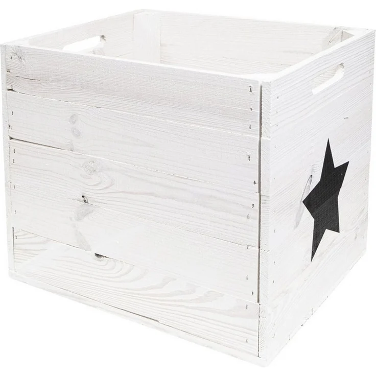 Kistenkolli Altes Land Allzweckkiste Aufbewahrungskiste weiß Stern schwarz für Kallax Expeditregale (Spar-Set, 1er Set) – Bild 4
