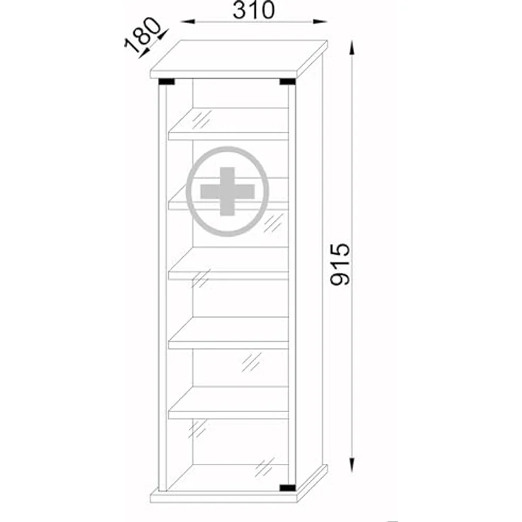 VCM Medizinschrank Gusal 916992 Weiß H. 92 x B. 31 x T. 18 cm – Bild 4