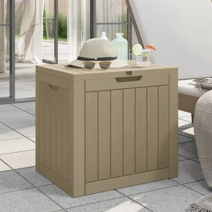 furnicato Gartenbox Polypropylen 55,5 x 43 x 53 cm Grau, witterungsbeständige Kissenbox mit 118L Stauraum und Schlossdeckel