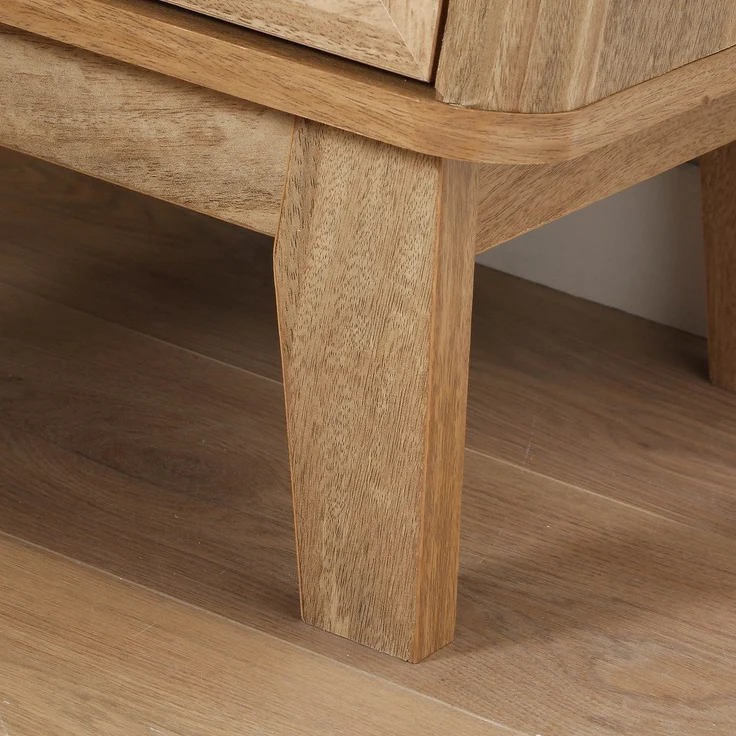 Casâme 'PALMO' Nachttisch 1 Schublade mit Rattanfront in holzdekor - Helles Holz – Bild 4